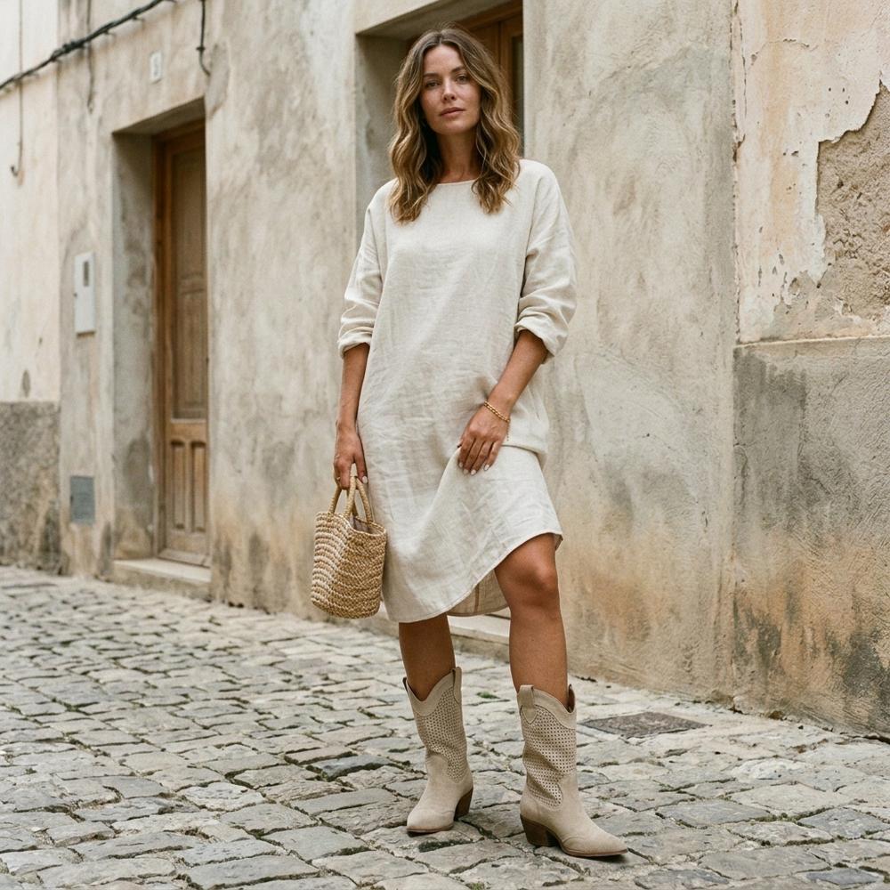 Lulus Secrets - Ridar | Long-Sleeved Linen Dress Women