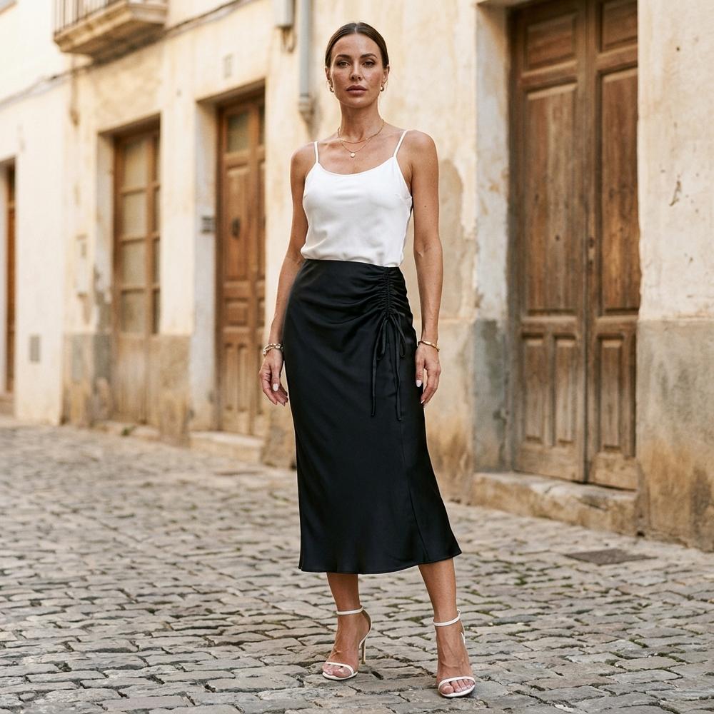 Lulus Secrets - Yomel | Ruched Satin Skirt Women