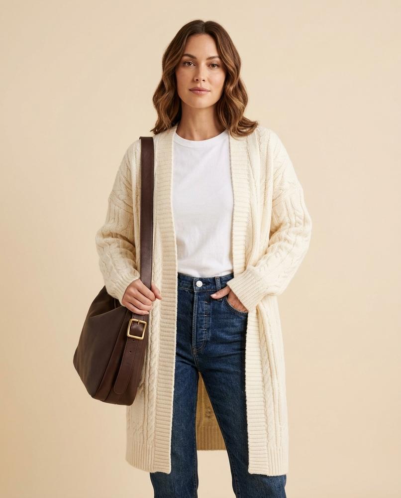 Lulus Secrets - Cover | Longline Cable-Knit Knit Cardigan Women