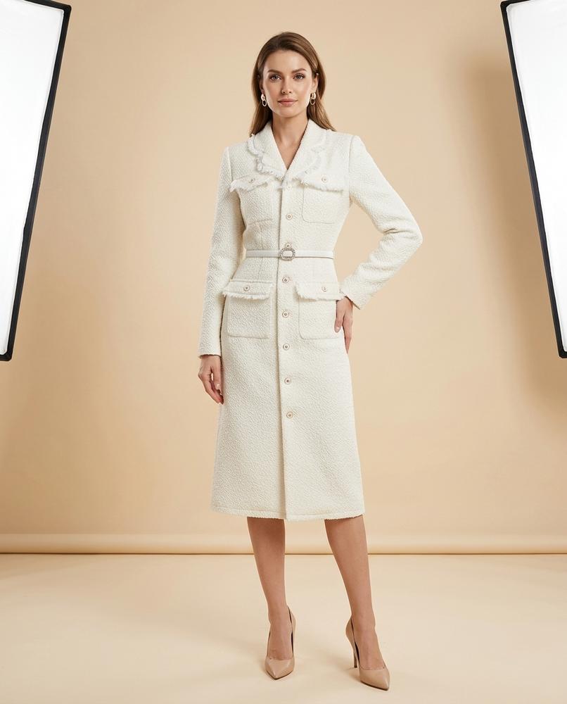 Lulus Secrets - Calor | Tweed Belted Coat Dress Women