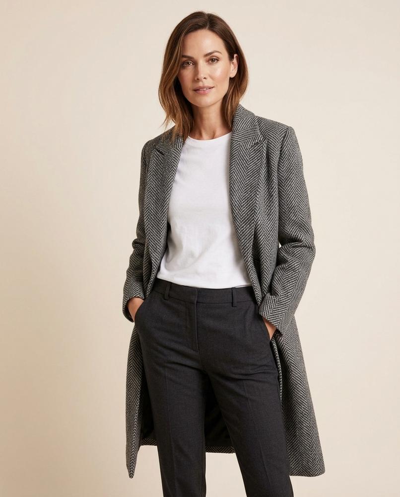 Lulus Secrets - Vivin | Herringbone Double-Breasted Coat Women