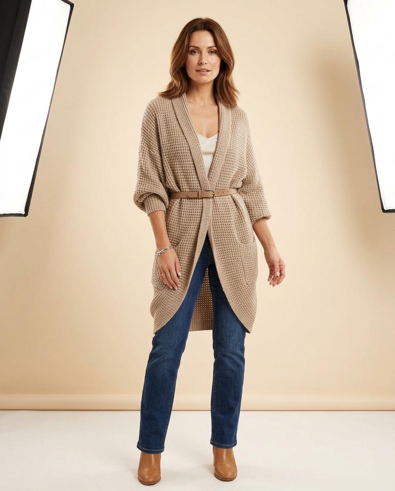 Lulus Secrets - Karan | Longline Coarse-Knit Knit Cardigan Women