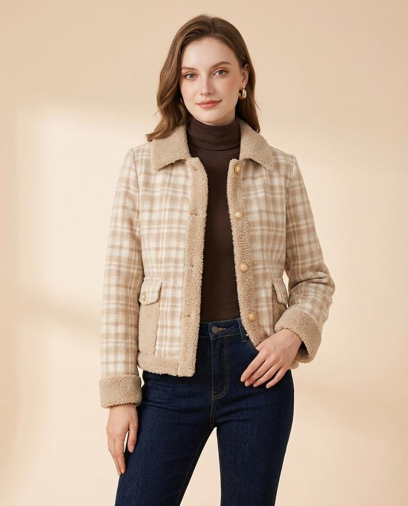 Lulus Secrets - Zeser | Plaid Shearling-Trimmed Jacket Women