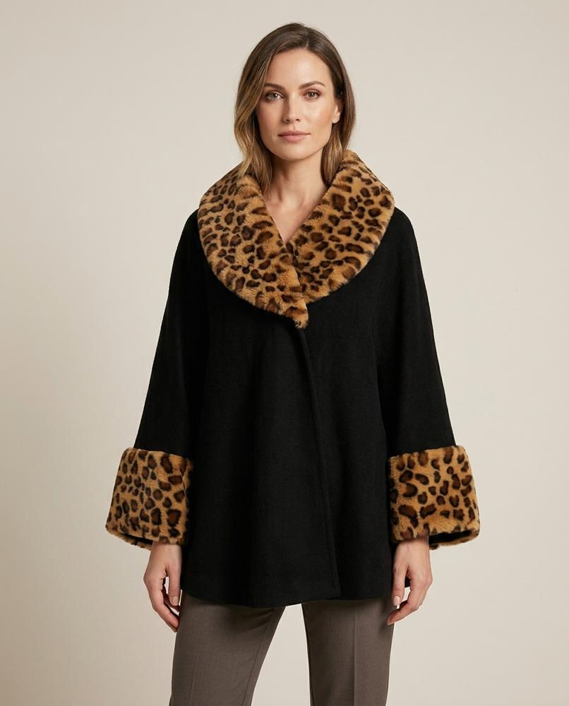 Lulus Secrets - Rohal | Faux Fur Trim Cape Style Coat Women