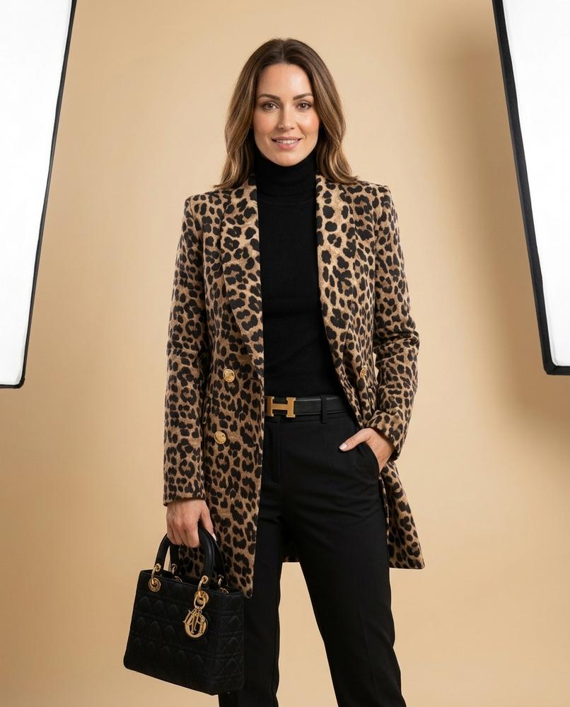 Lulus Secrets - Yosin | Leopard Print Double-Breasted Coat Women
