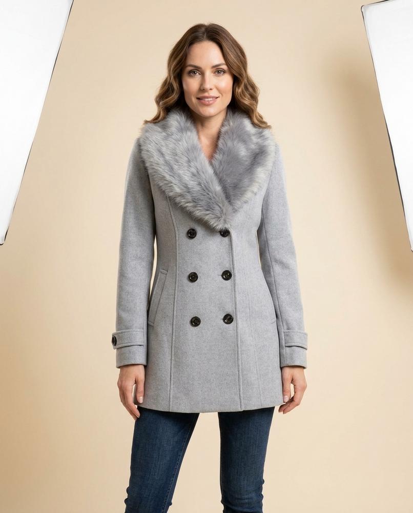 Lulus Secrets - Zedar | Double-Breasted Fur-Trimmed Coat Women