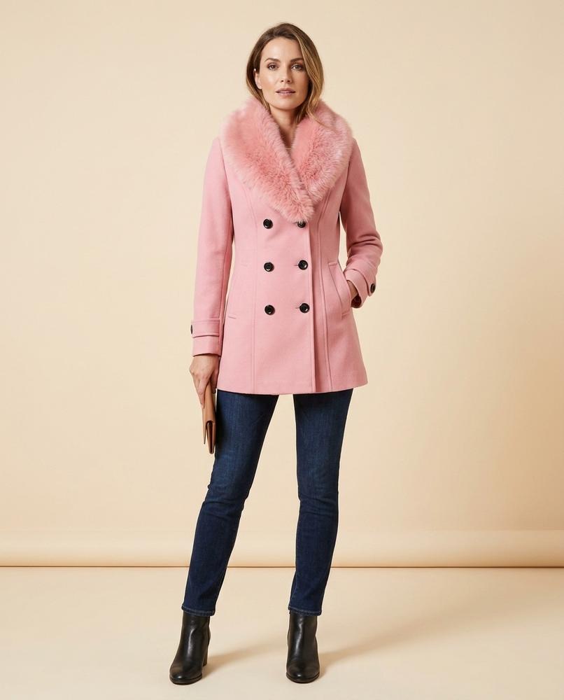 Lulus Secrets - Zedar | Double-Breasted Fur-Trimmed Coat Women