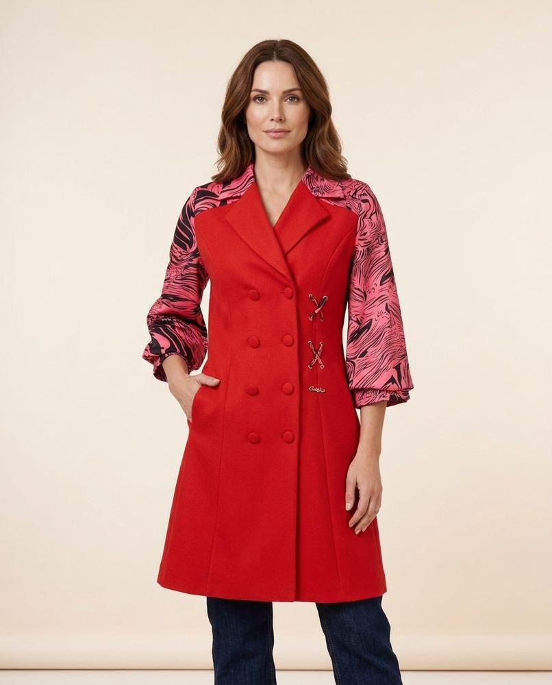 Lulus Secrets - Yozan | Double-Breasted Contrast-Sleeve Coat Women