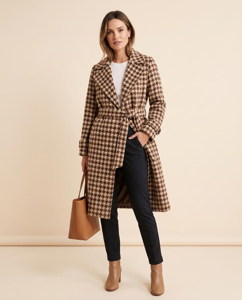 Lulus Secrets - Lelor | Houndstooth Belted Coat Women