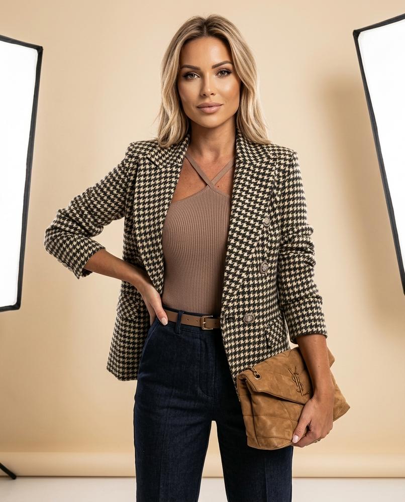 Lulus Secrets - Lesan | Houndstooth Double-Breasted Blazer Women