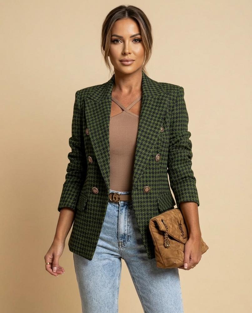 Lulus Secrets - Lesan | Houndstooth Double-Breasted Blazer Women