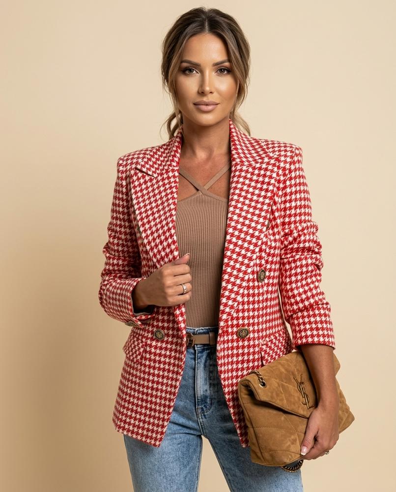 Lulus Secrets - Lesan | Houndstooth Double-Breasted Blazer Women