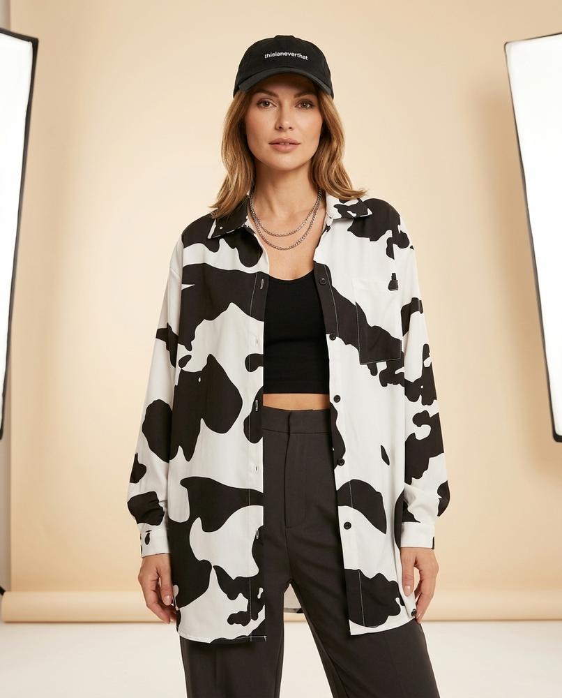 Lulus Secrets - Zerev | Cow Print Oversized Shirt Women