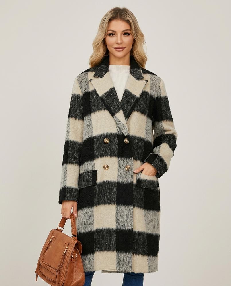 Lulus Secrets - Zanav | Checked Double-Breasted Coat Women