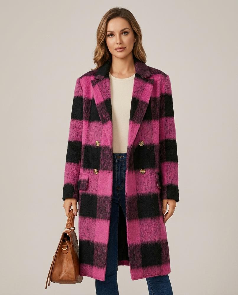 Lulus Secrets - Zanav | Checked Double-Breasted Coat Women