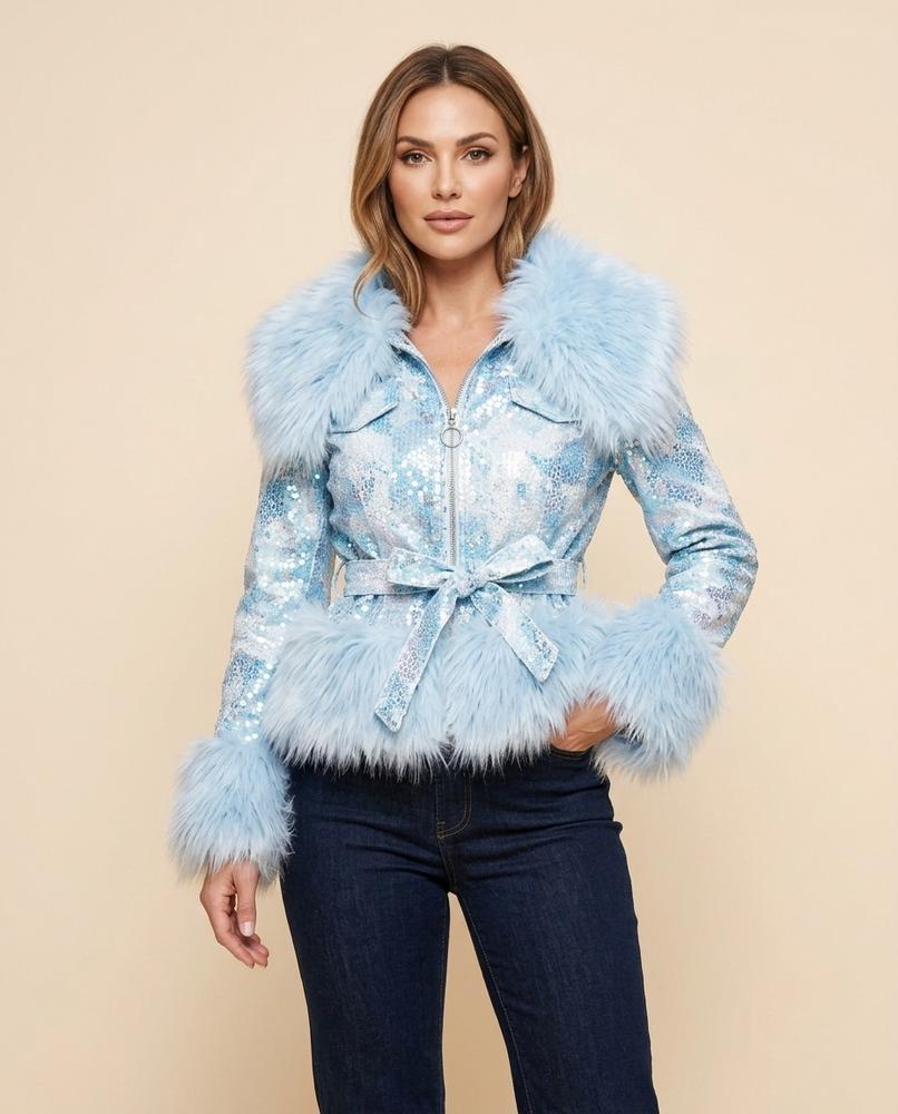 Lulus Secrets - Nilar | Sequined Fur-Trimmed Jacket Women