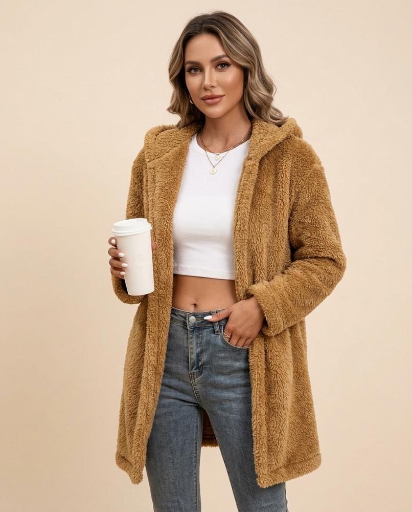 Lulus Secrets - Noren | Hooded Plush Coat Women