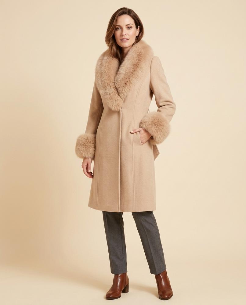 Lulus Secrets - Zemor | Fur-Trimmed Belted Coat Women