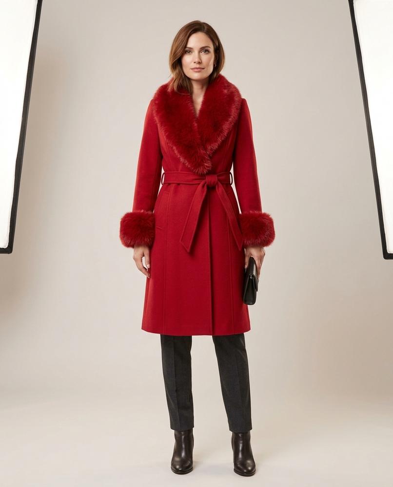 Lulus Secrets - Zemor | Fur-Trimmed Belted Coat Women