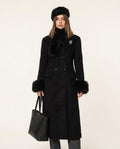 Lulus Secrets - Colen | Double-Breasted Faux-Fur Trim Coat Women