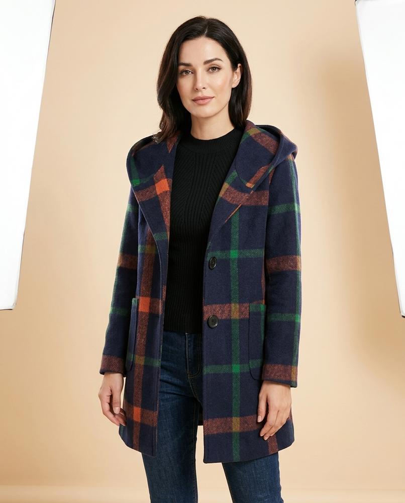Lulus Secrets - Tisil | Hooded Plaid Coat Women