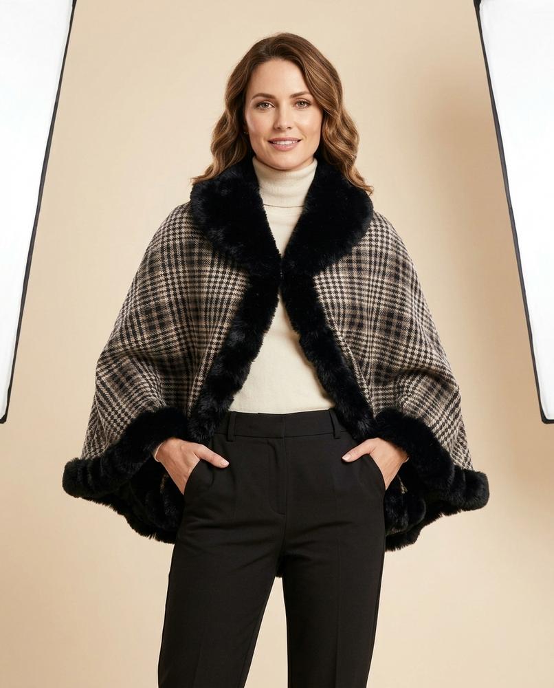 Lulus Secrets - Nilan | Plaid Faux Fur Trim Coat Women