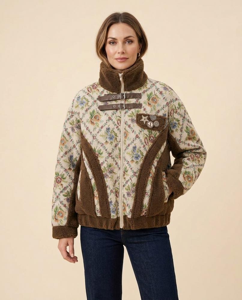 Lulus Secrets - Darel | Floral Sherpa-Trimmed Jacket Women