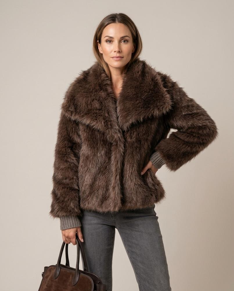 Lulus Secrets - Nolor | Faux Fur Wide Collar Jacket Women