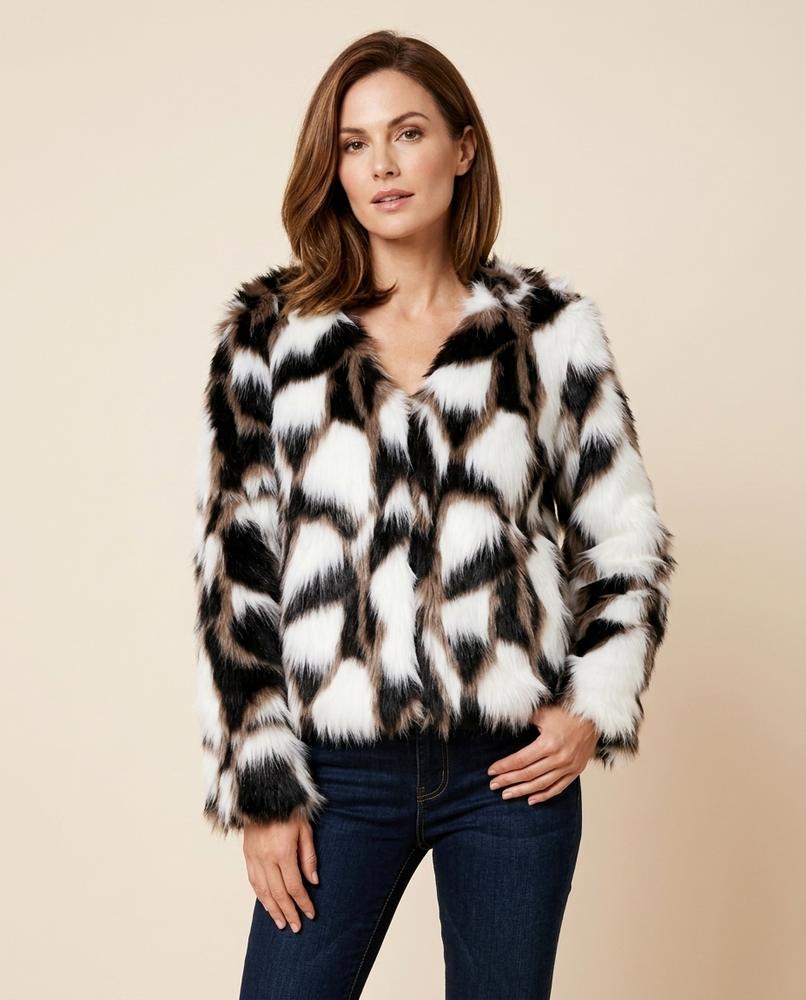 Lulus Secrets - Lalin | Faux Fur Geometric Jacket Women