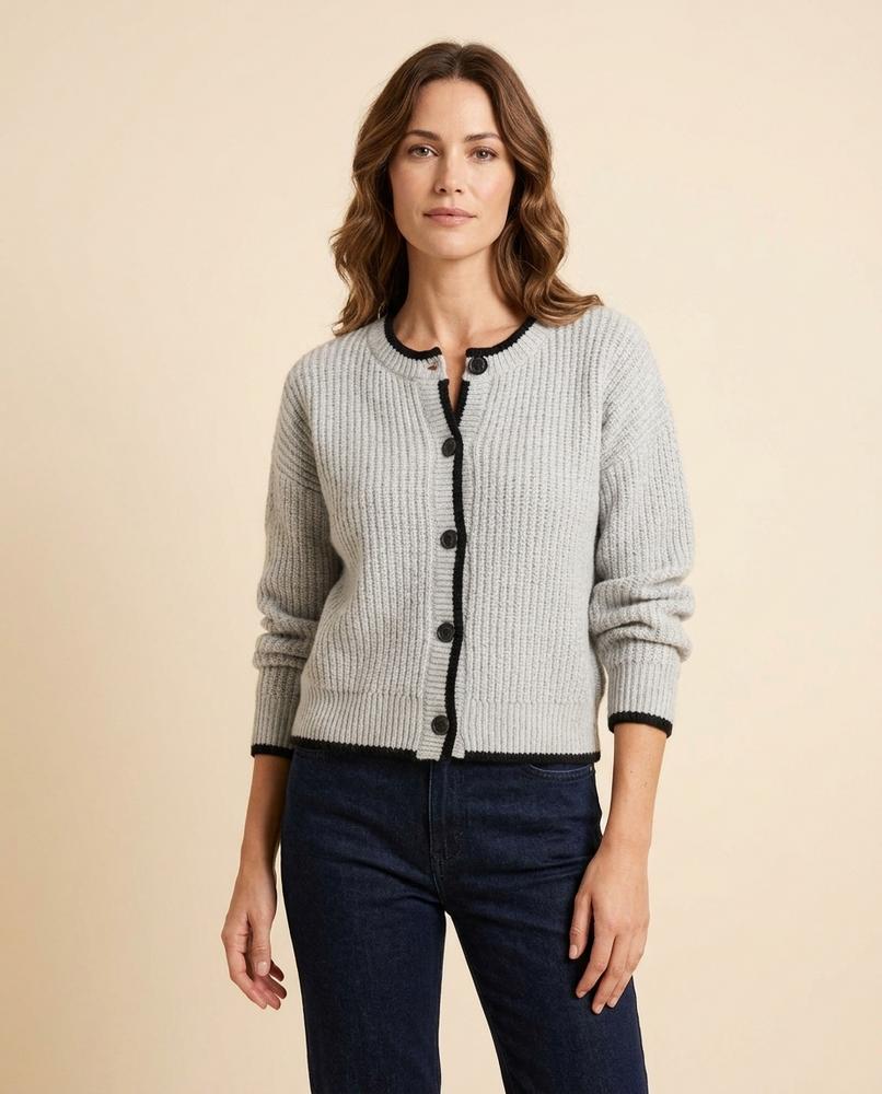 Lulus Secrets - Damar | Ribbed Contrast Trim Knit Cardigan Women