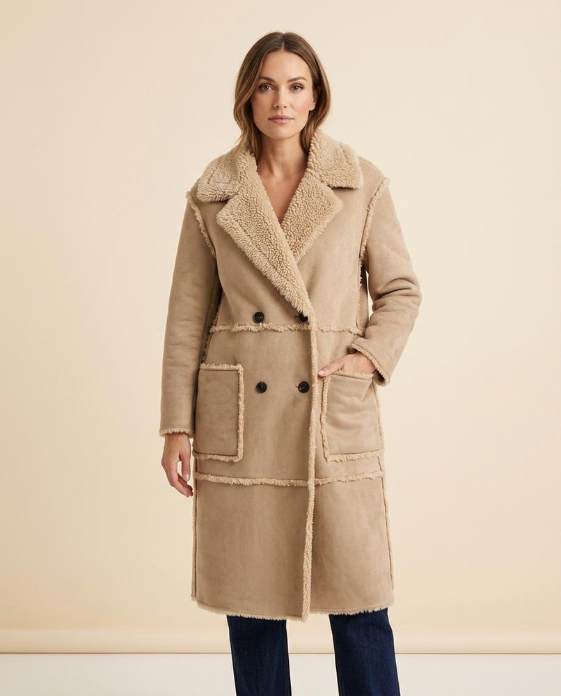 Lulus Secrets - Arvan | Shearling-Lined Double-Breasted Coat Women