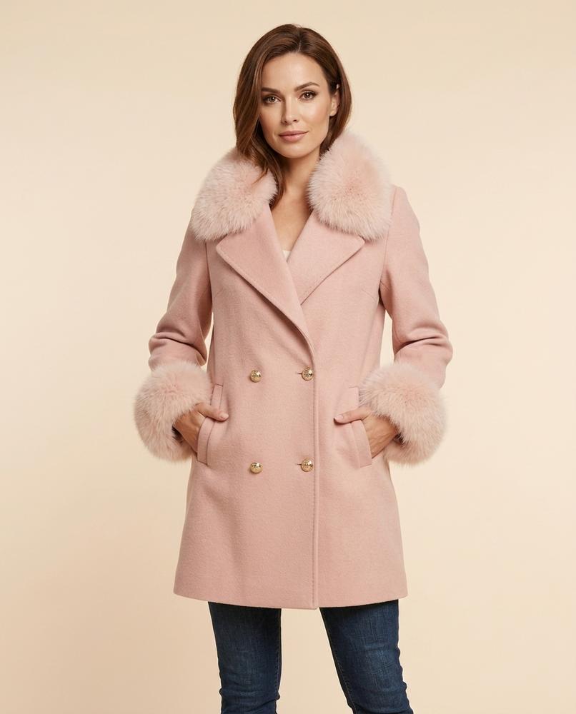 Lulus Secrets - Zaser | Fur-Trimmed Double-Breasted Coat Women