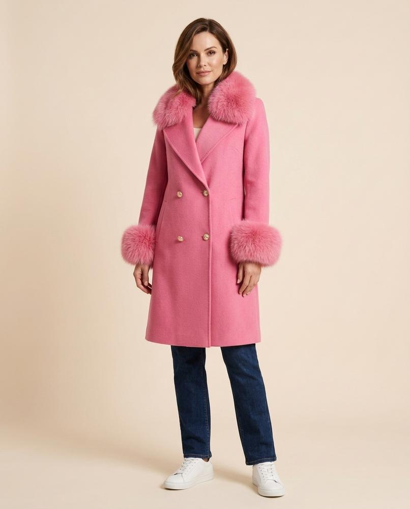 Lulus Secrets - Zaser | Fur-Trimmed Double-Breasted Coat Women