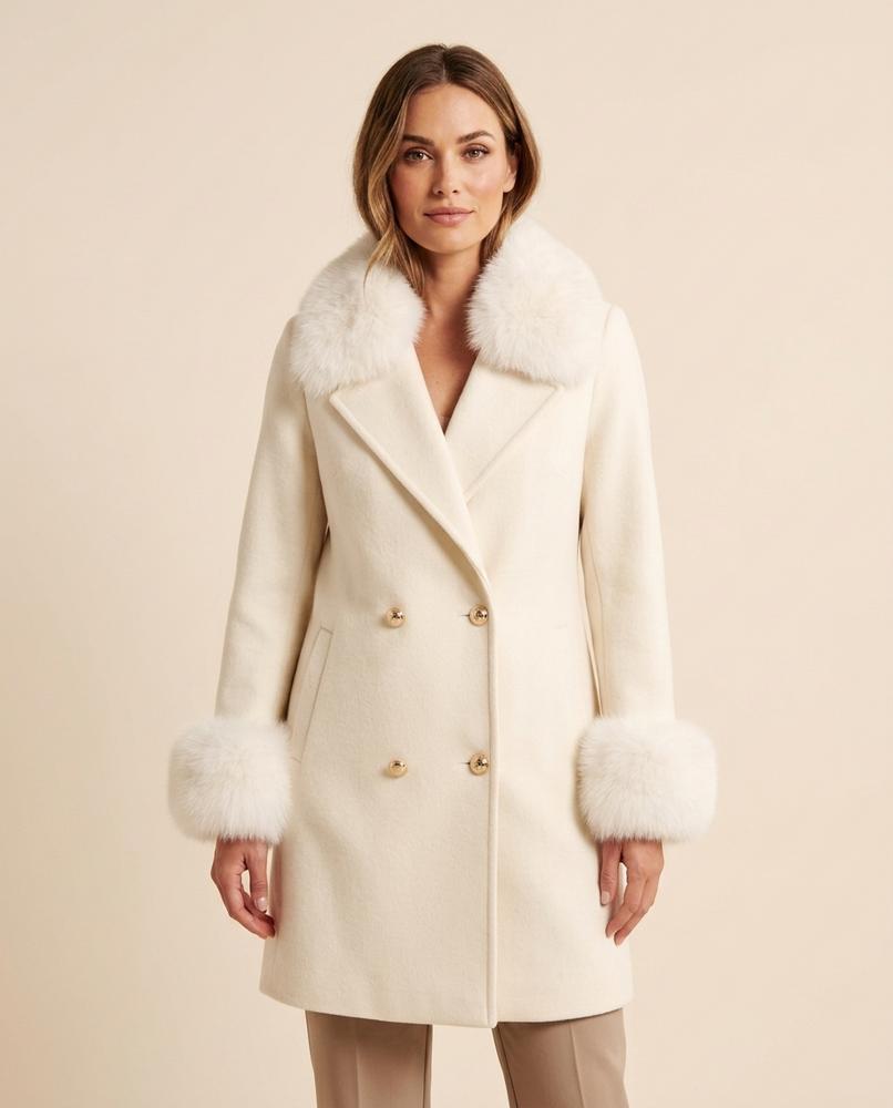 Lulus Secrets - Zaser | Fur-Trimmed Double-Breasted Coat Women