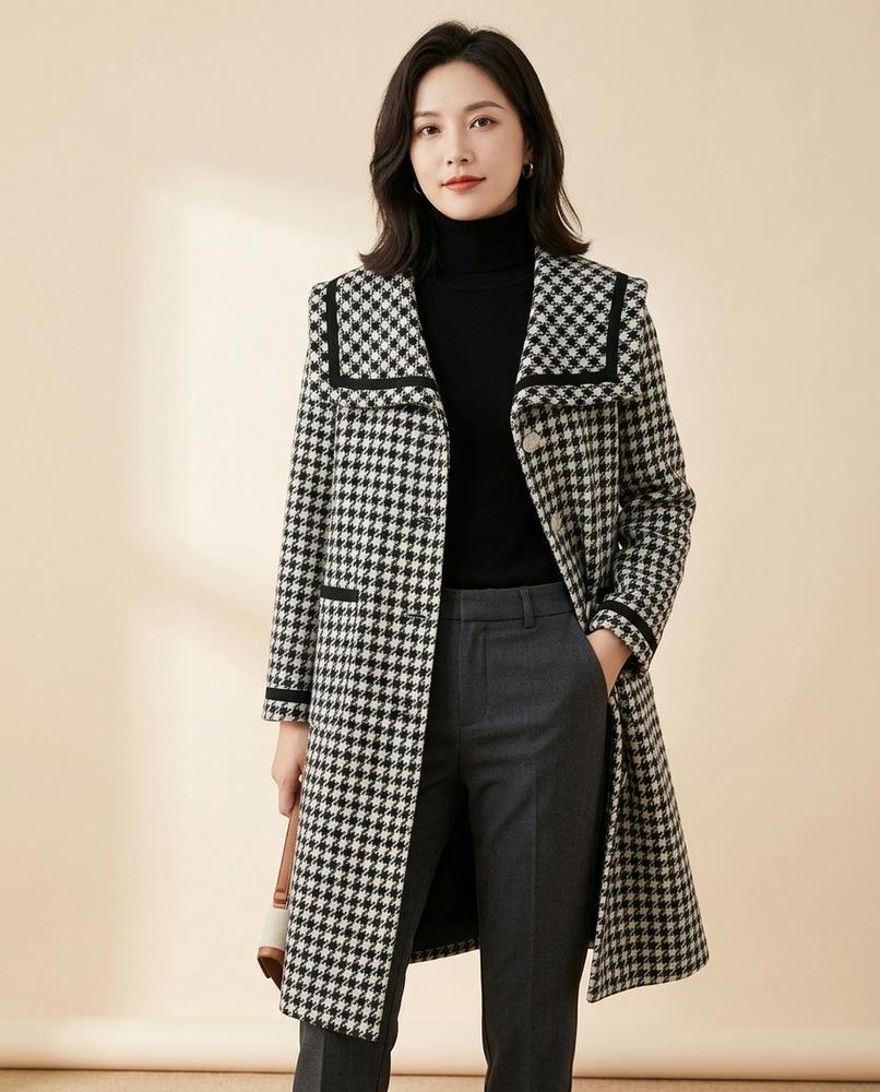 Lulus Secrets - Almon | Houndstooth Loose-Fit Coat Women