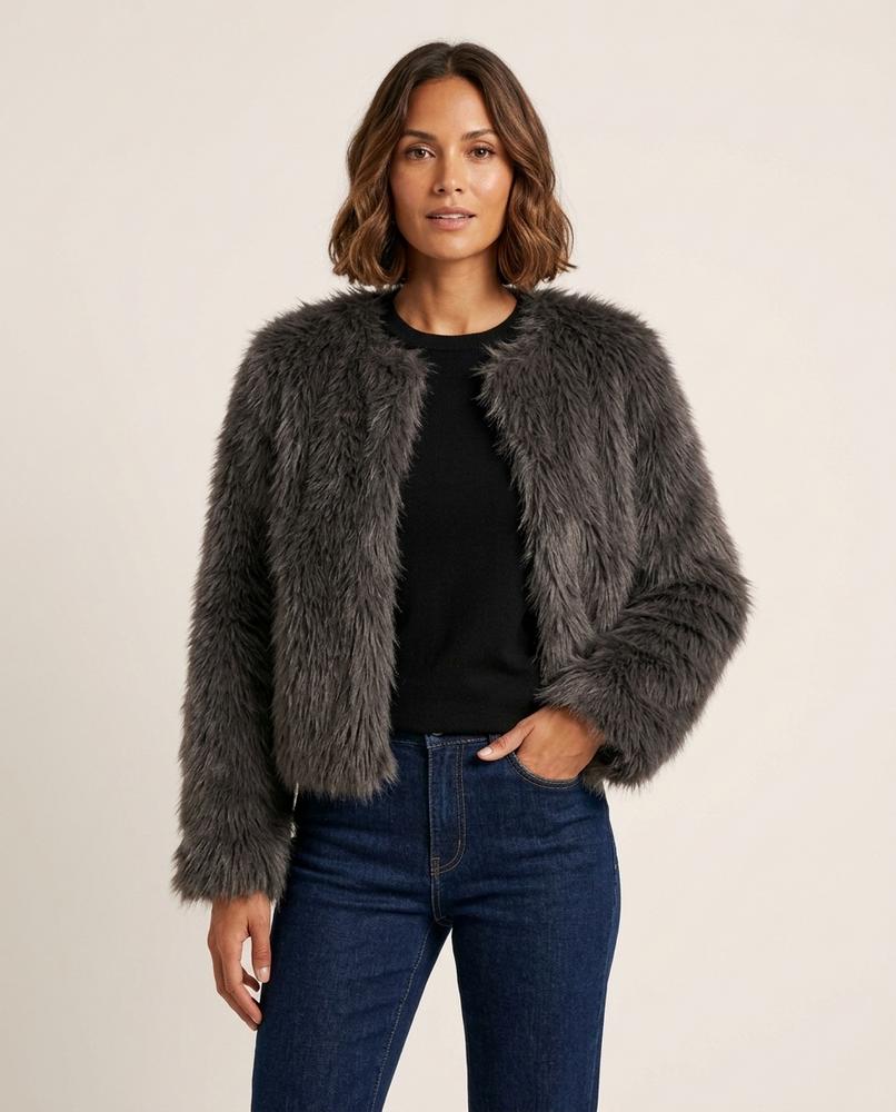 Lulus Secrets - Lasol | Faux Fur Collarless Jacket Women