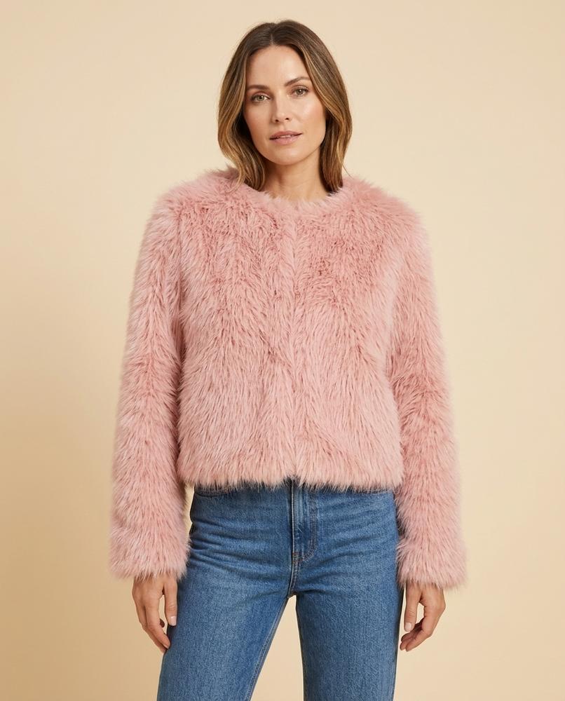 Lulus Secrets - Lasol | Faux Fur Collarless Jacket Women