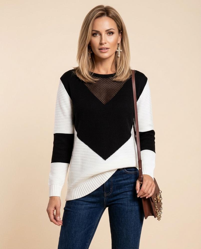 Lulus Secrets - Ronal | Color-Block Mesh-Insert Sweater Women