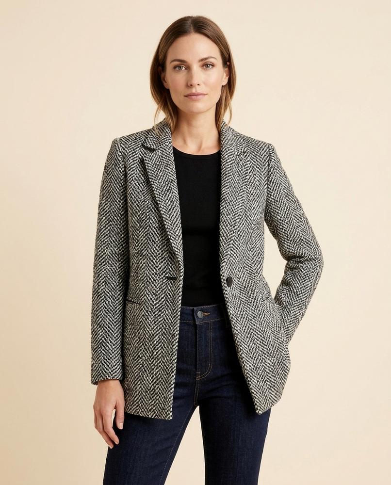 Lulus Secrets - Kevar | Herringbone Single-Breasted Blazer Women
