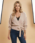 Lulus Secrets - Colom | Pearl-Embellished Wrap-Style Knit Cardigan Women