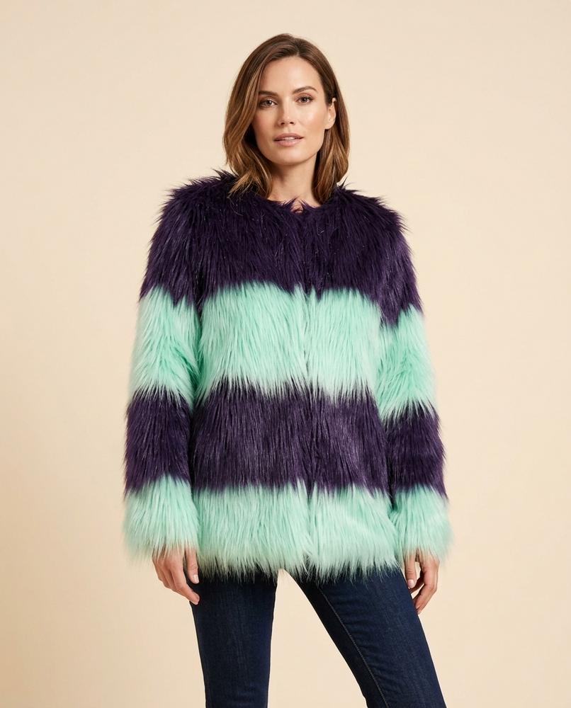 Lulus Secrets - Vilar | Striped Faux-Fur Coat Women