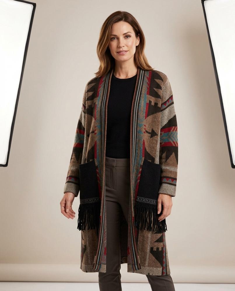 Lulus Secrets - Ledar | Patterned Fringed Knit Cardigan Women