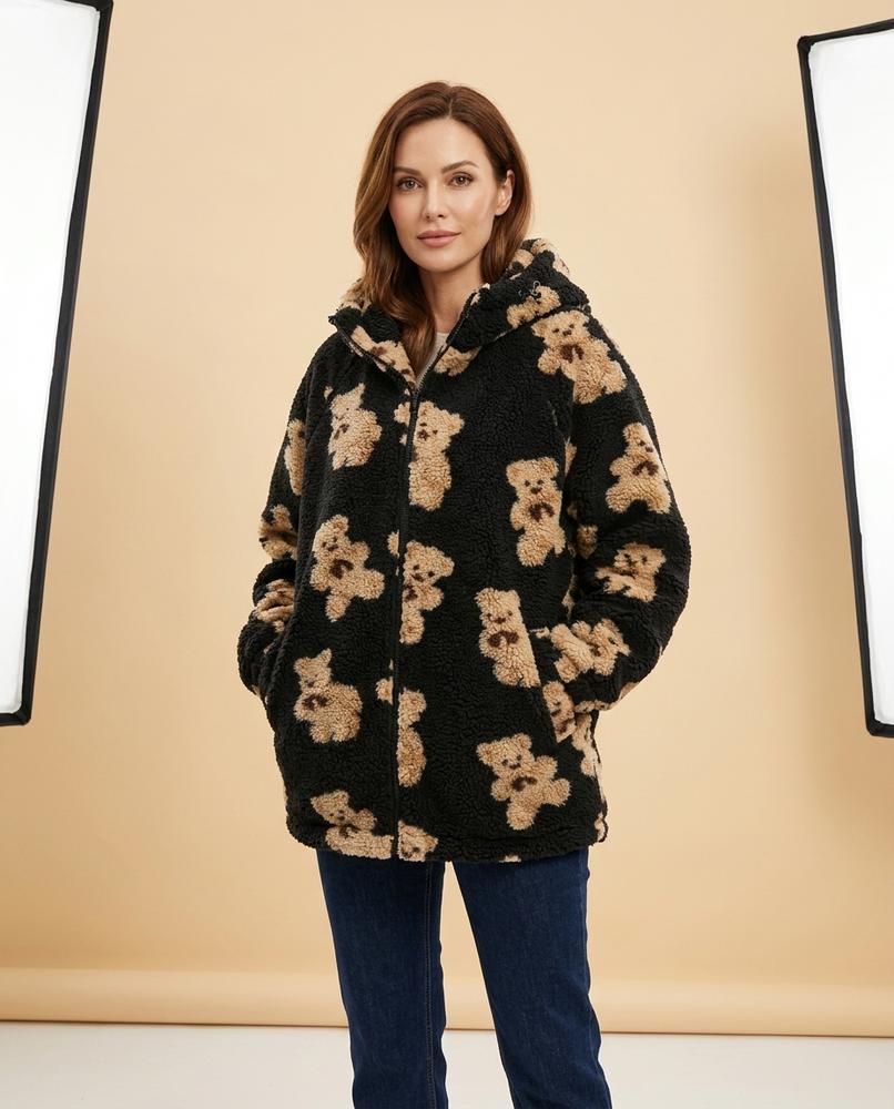 Lulus Secrets - Sezan | Teddy-Bear-Print Hooded Jacket Women
