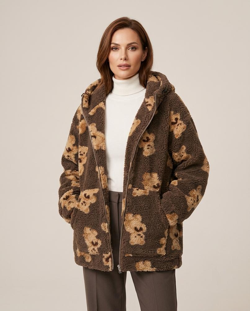 Lulus Secrets - Sezan | Teddy-Bear-Print Hooded Jacket Women