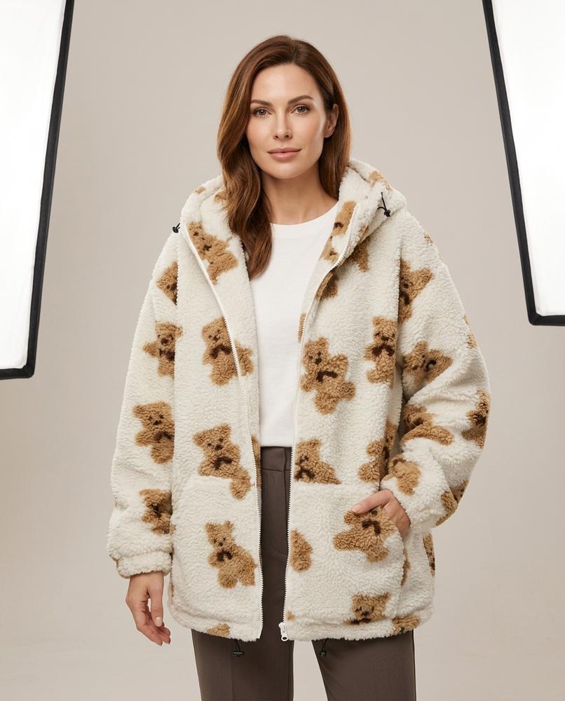 Lulus Secrets - Sezan | Teddy-Bear-Print Hooded Jacket Women