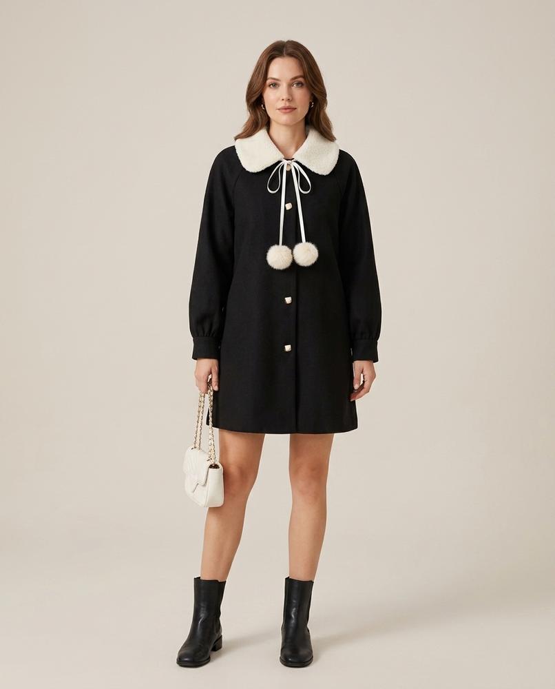 Lulus Secrets - Vavar | A-Line Contrast-Collar Coat Women