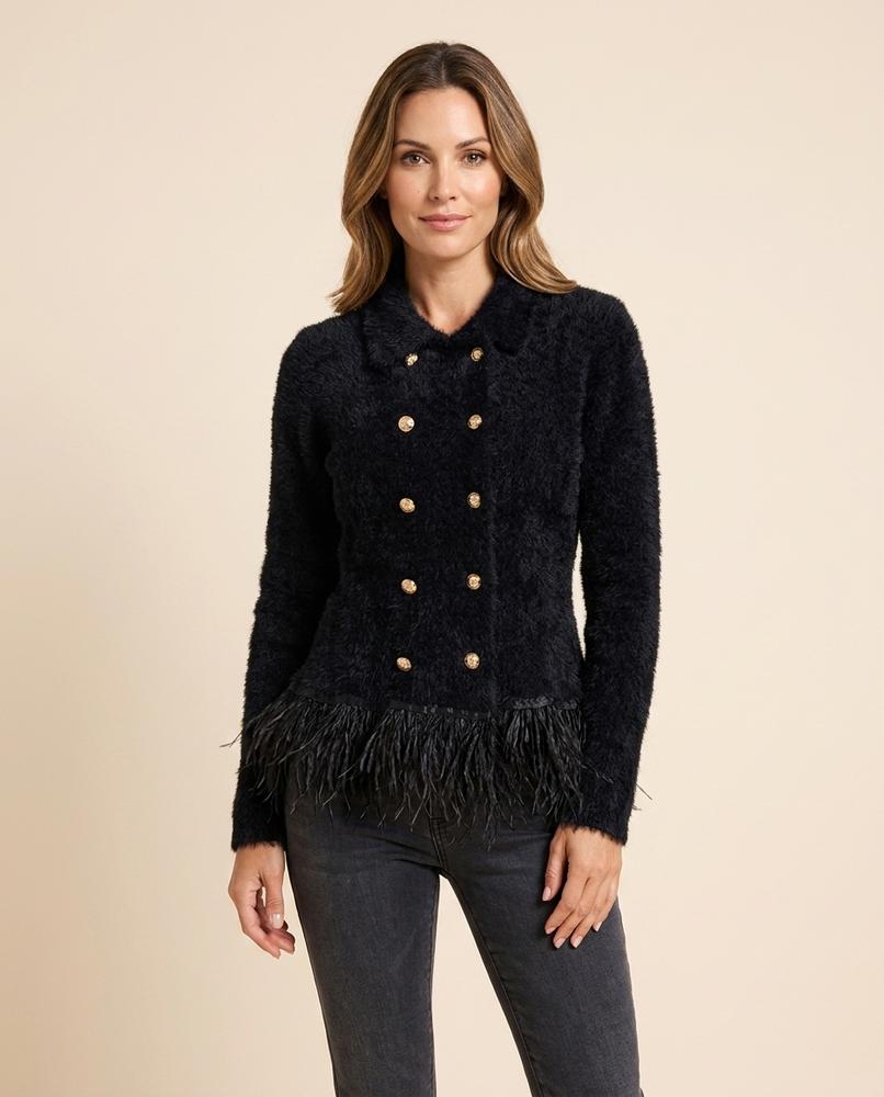Lulus Secrets - Sasol | Double-Breasted Feather-Trimmed Jacket Women