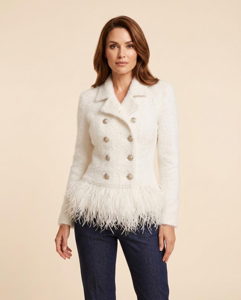 Lulus Secrets - Sasol | Double-Breasted Feather-Trimmed Jacket Women