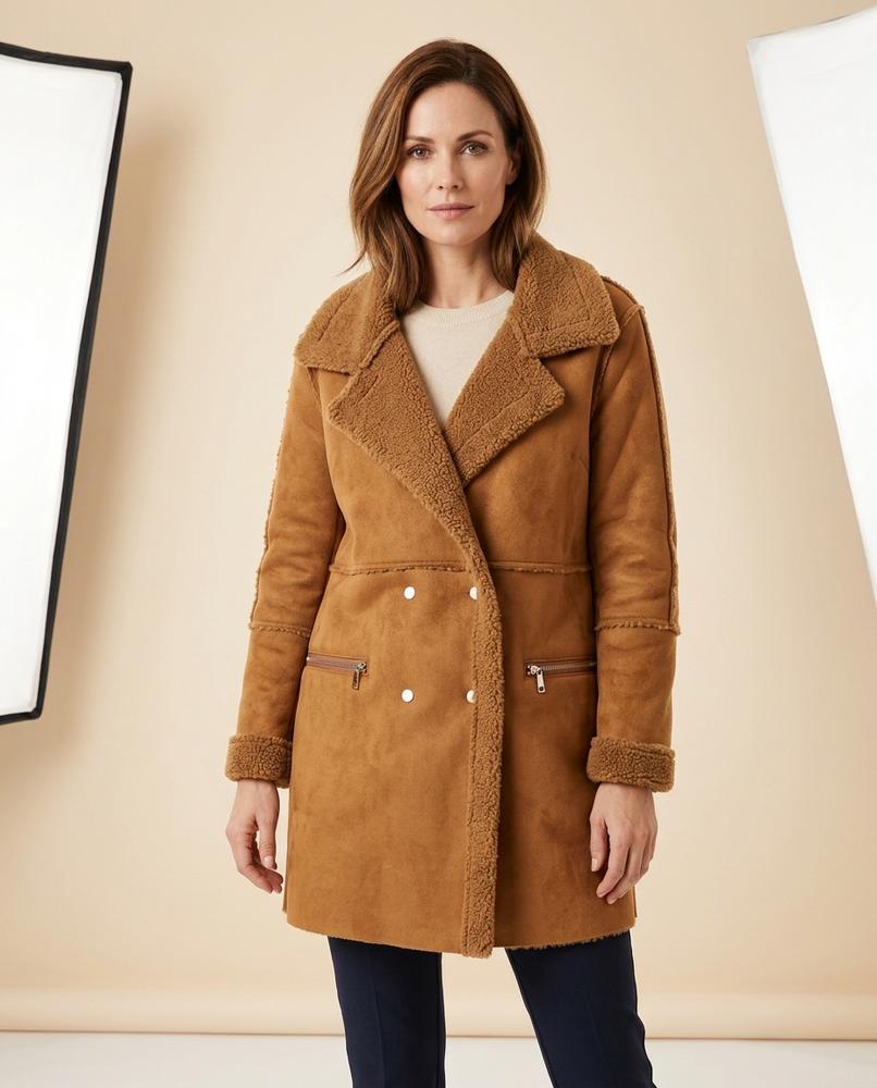 Lulus Secrets - Selen | Shearling-Lined Double-Breasted Coat Women