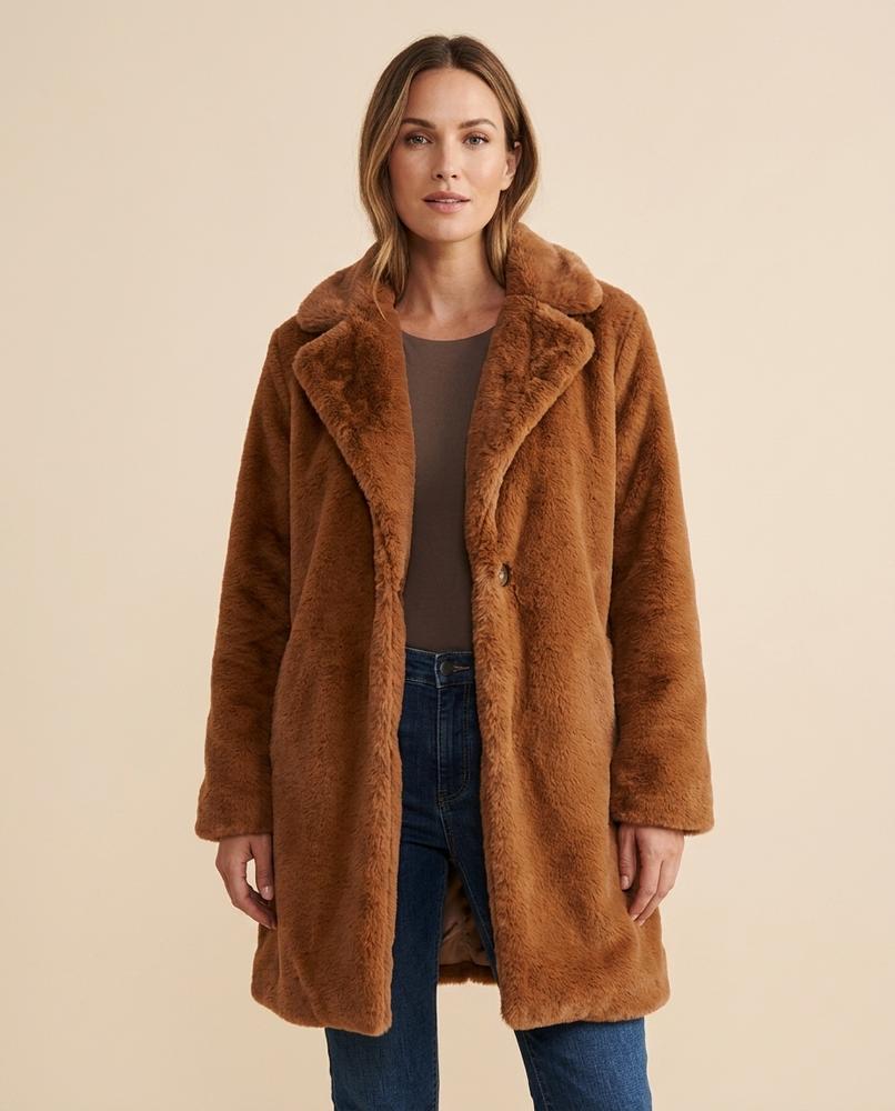Lulus Secrets - Lalor | Faux Fur Single-Breasted Coat Women